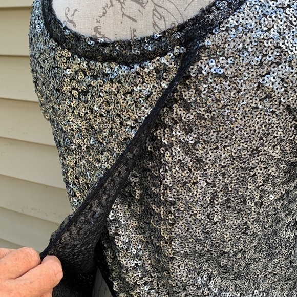 FREE PEOPLE Gray Sequined Short Sleeve Top - Picture 8 of 12